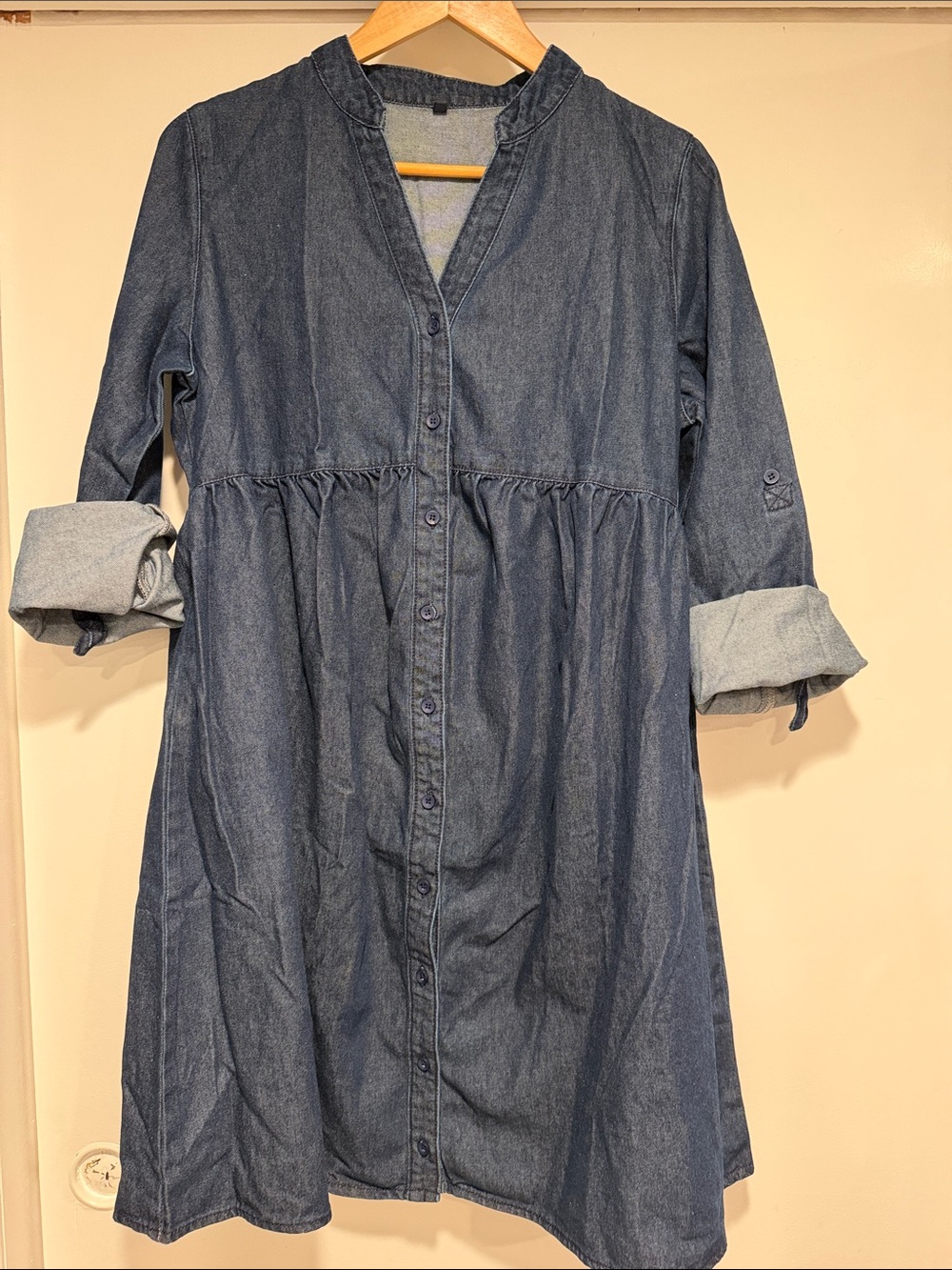 Women’s dark Denim Button-Front Dress in Dark Blue